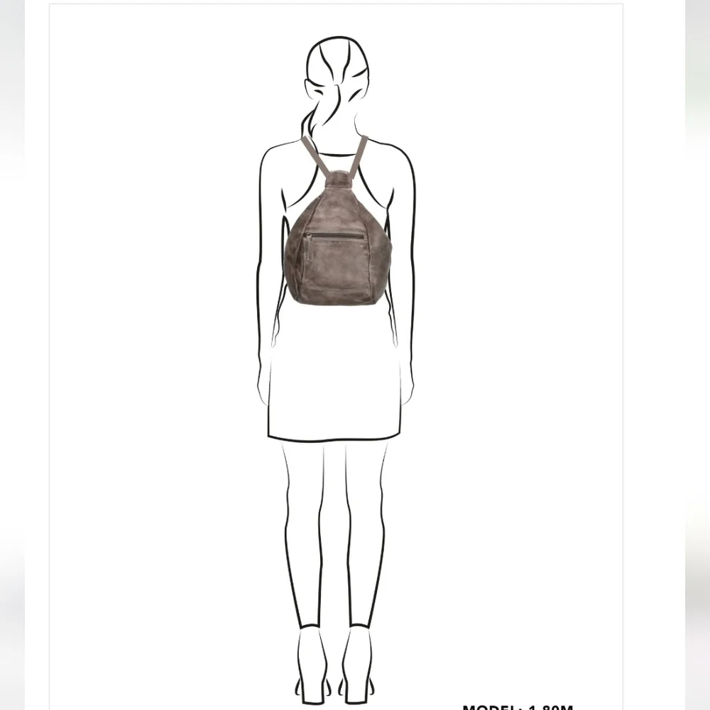 Hide & Stitches Leather Paint Rock Rukzac Backpack taupe EUC